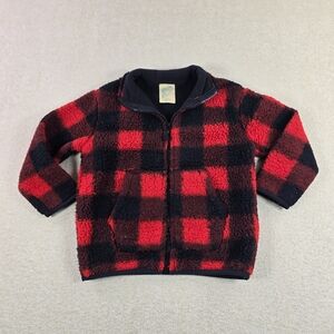Thereabouts Kids Buffalo Plaid Sherpa Fleece Jacket Red Black XXS